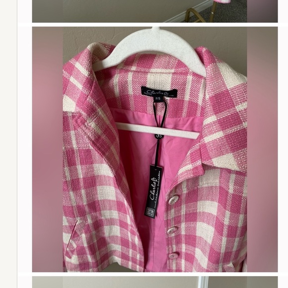 Charlie B cute pink checkered jacket NWT - Picture 4 of 5